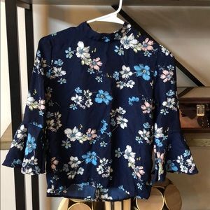 Navy floral blouse